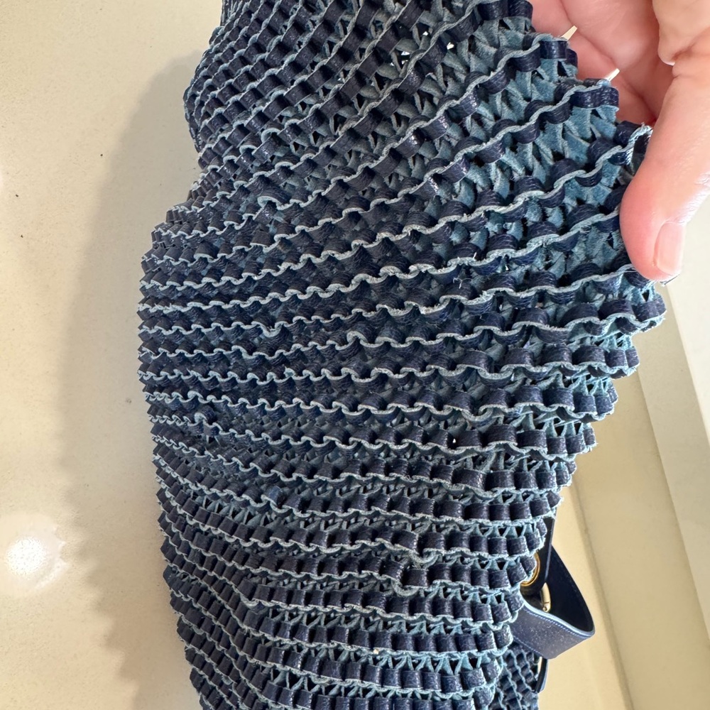 Diane Von Furstenberg Stephanie Woven Blue Shoulder Bag as seen on J Lo! - Picture 9 of 9